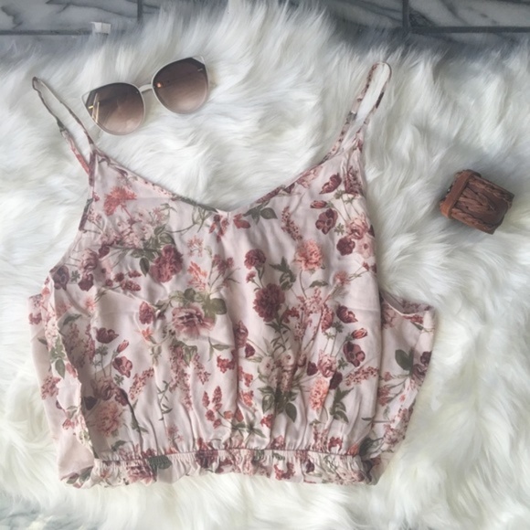Forever 21 Tops - F21 Pink Floral Scrunched Waist Summer Romper